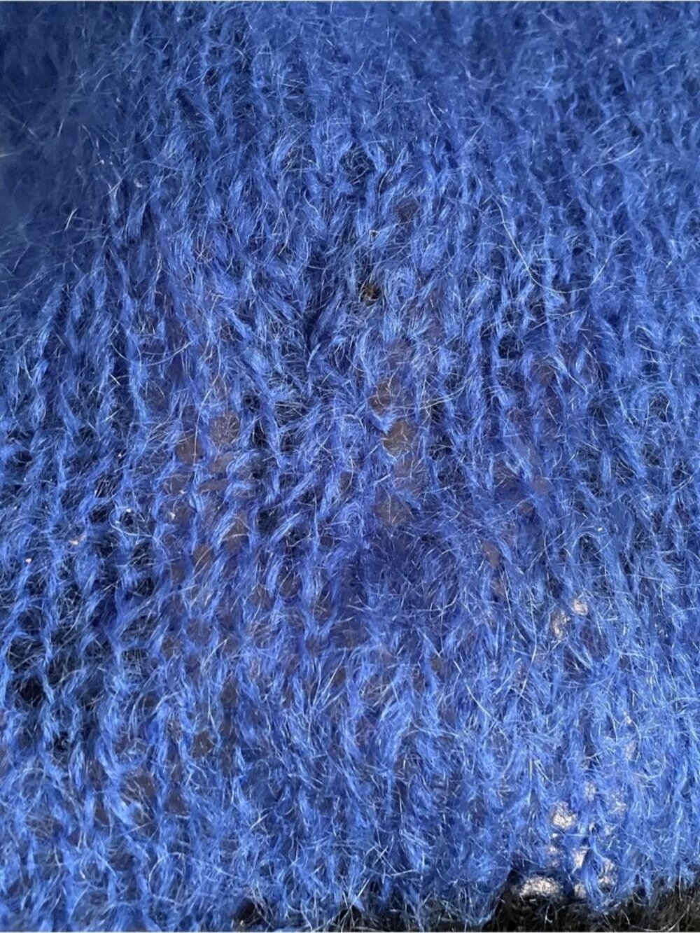 Vintage Handknit Blue Fishing Mohair Wool Sweater - Large 🇬🇧 - Picture 5 of 10
